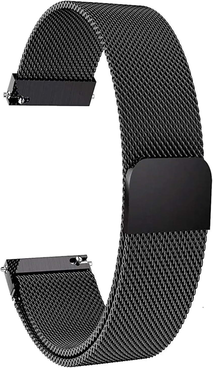 VEROX Stainless Steel 19mm Strap for Smart Watch Strap with Magnetic Buckle Compatible with Boat Storm, Noise Colorfit Pro, and All The 19mm Smart Watch - Black