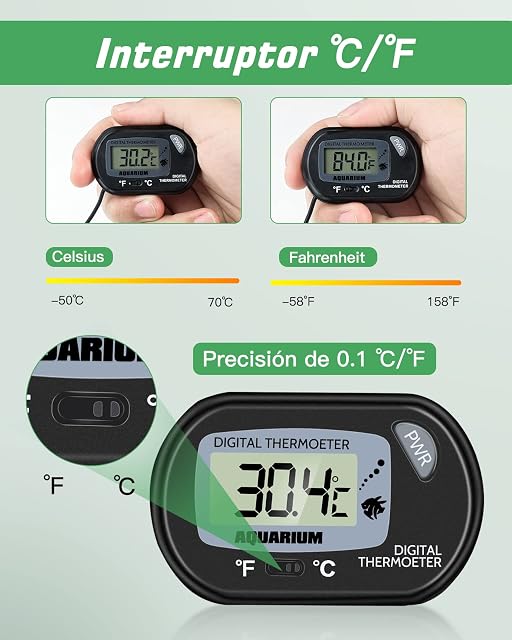 Foto 4 de 8 de Zacro Termómetro Acuario - LCD Digital Termómetro Acuario con Ventosa y Sonda de Inmersión para Acuario…