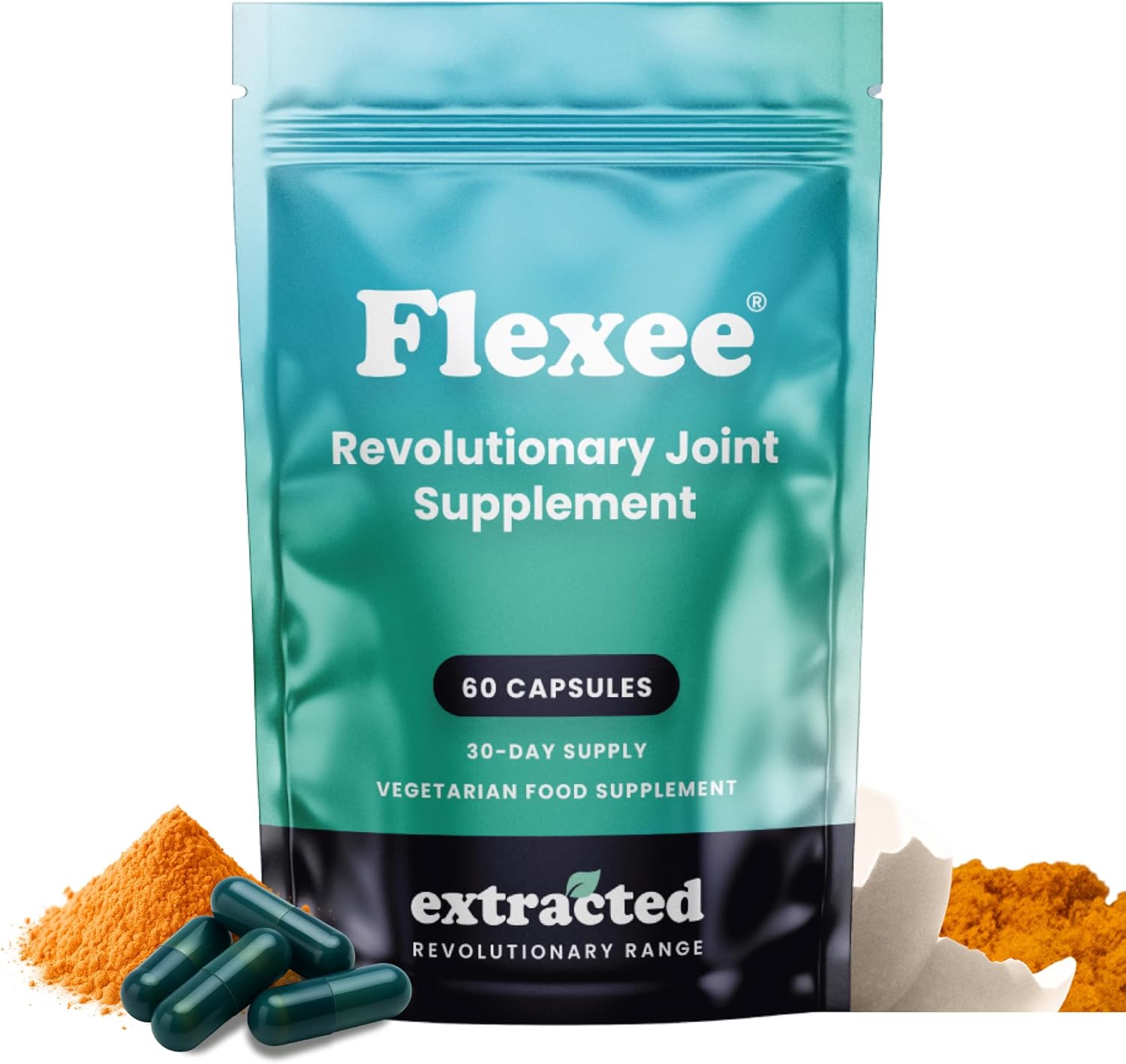 Flexee Joint Supplements Advanced Formula with Eggshell Membrane, 30 Day Supply – Glucosamine Chondroitin MSM, Collagen with Hyaluronic Acid, Turmeric & Boswellia, Vegetarian – 60 Capsules
