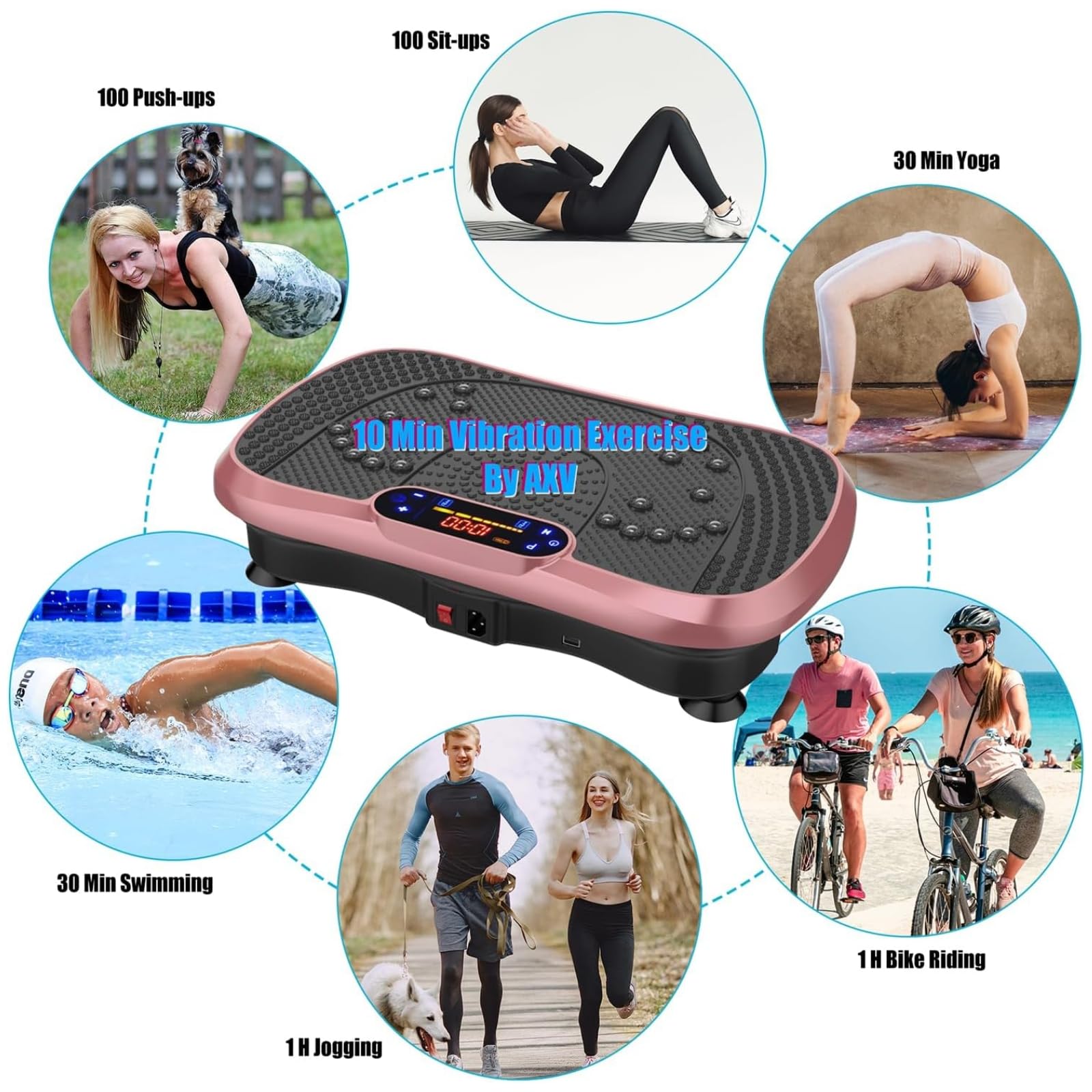 Müzikli Titreşimli Egzersiz Aleti – Tüm Vücut İçin Titreşimli Zayıflama Cihazı, Yağ Yakımı ve Ödem Atıcı, Sessiz Kullanım, Bluetooth Hoparlörlü Ev Tipi Fitness Titreşimli Zayıflama Spor Aleti, Pembe