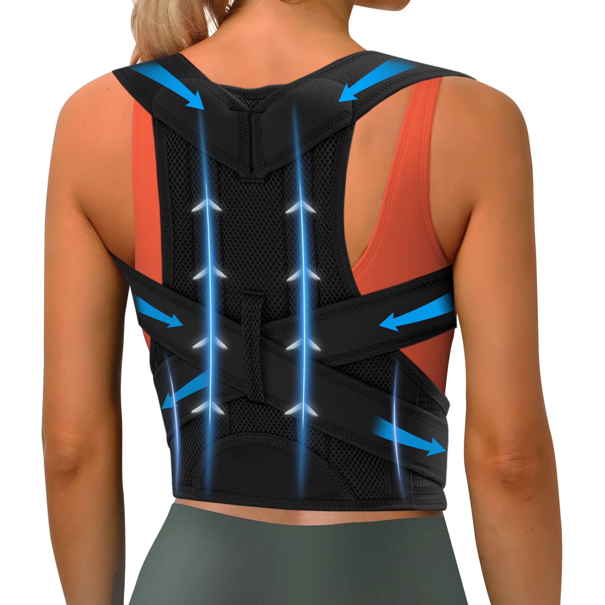 AbismatBack Brace Posture Corrector for Men Women (40-45"), Adjustable Full Back Brace and Shoulder Back Straightener, Scoliosis and Hunchback Correction, Upper & Lower Back Pain Relief (X-Large)