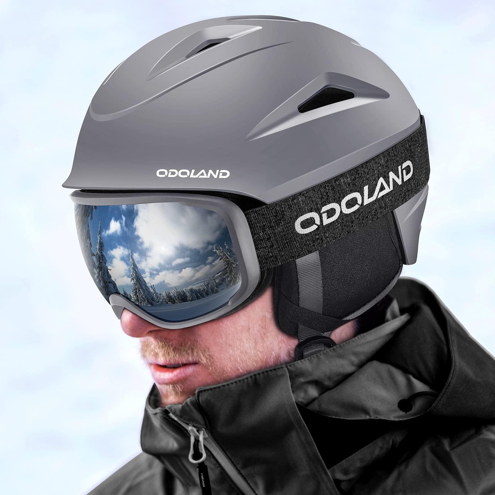 Odoland Casque de Ski, Casque de Ski avec Lunettes, Casque de Neige, Multi-Couleurs, Antichoc, Anti-Vent, Casque de Ski pour Hommes, Femmes et Jeunes, Assurant Sécurité Le Sports de Neige