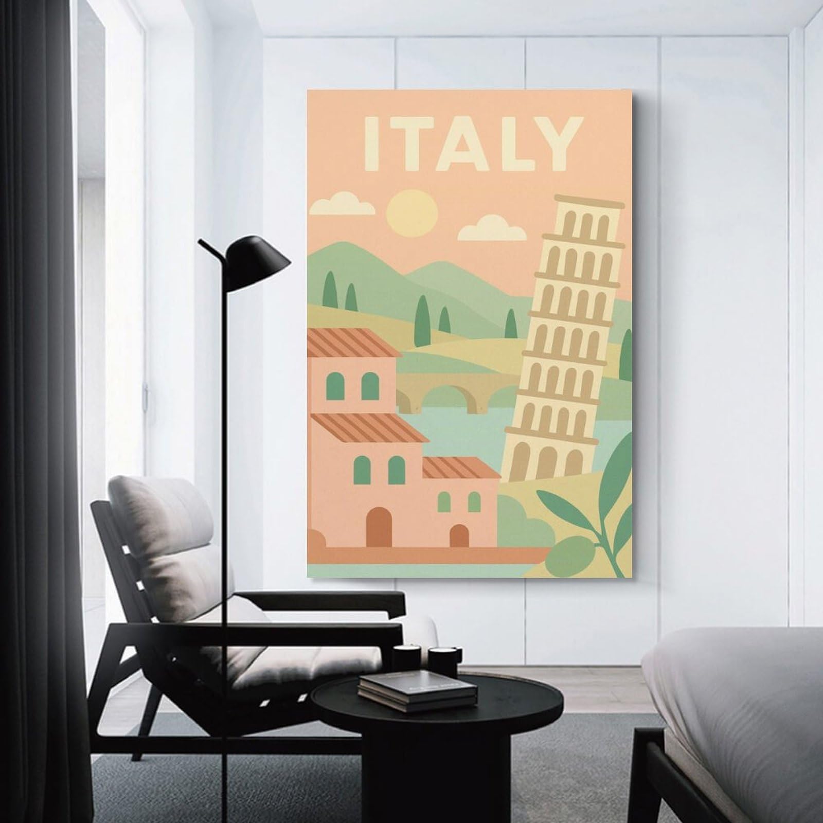 Junmoney Italy Travel Canvas Wall Art, 16x24inch(40x60cm), for Bedroom, Guest Room Or Reading Nook, Decorative Wall Art for Cosy Rooms