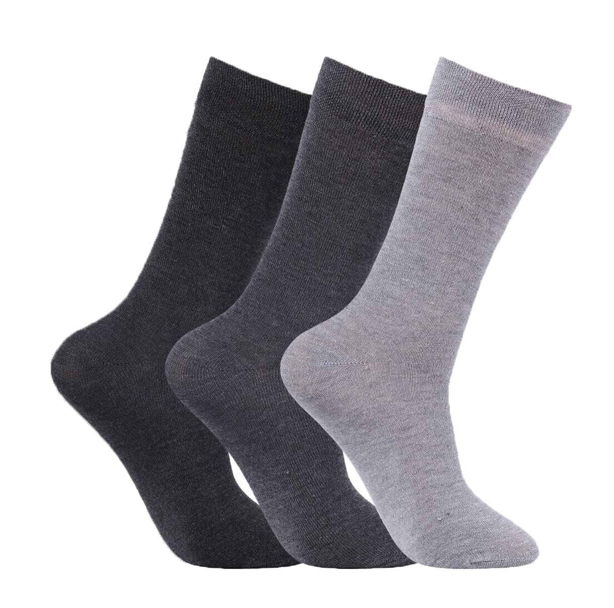 ZRWASKA® Diabetic Socks Men Wide Elastic Cotton Non-Binding Neuropathy Loose Top Soft Grip Sock Oedema Friendly Swollen Feet Legs Size UK 6-11 (3 Pairs - Gray (Tints and Shades))
