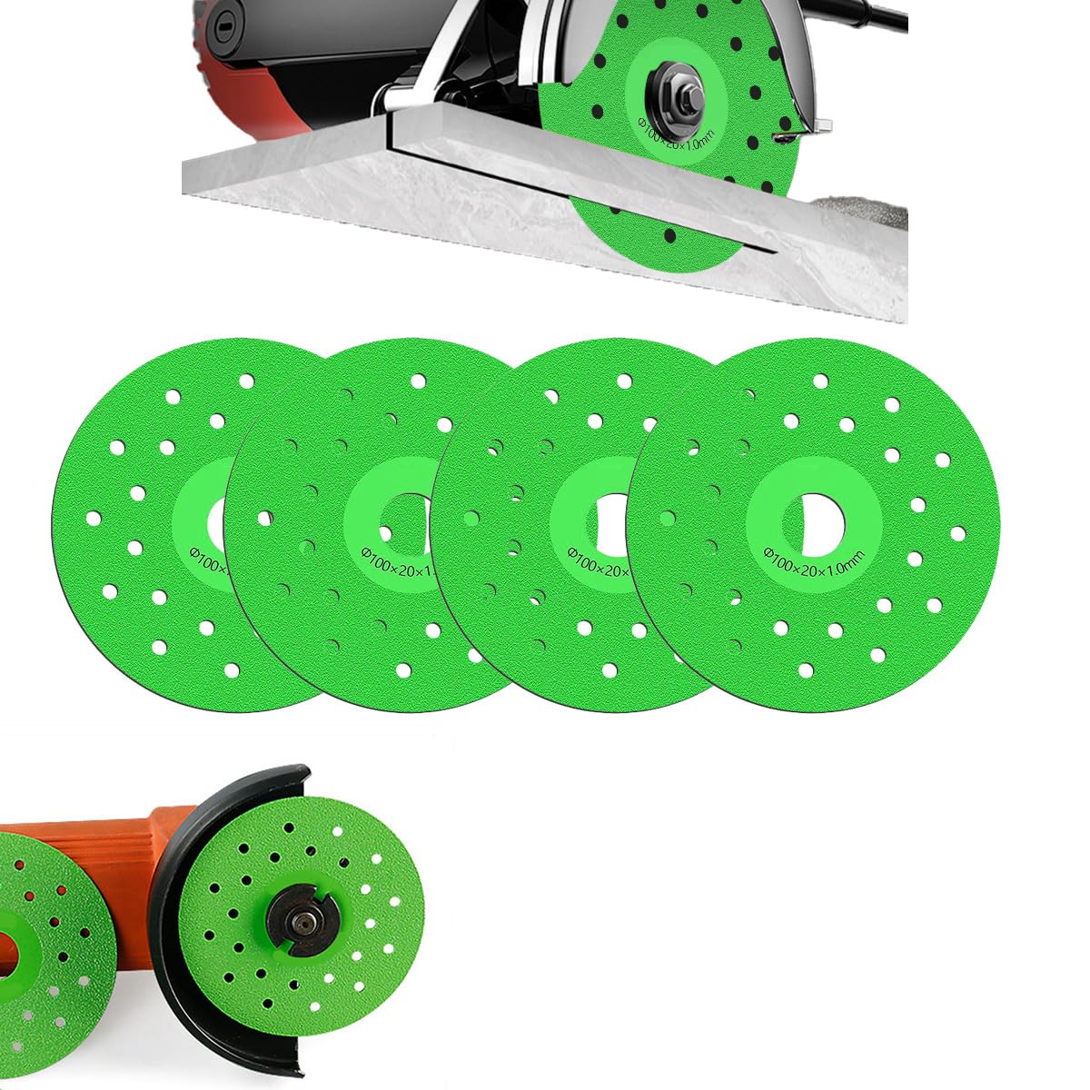 4 Inch Diamond Saw Blade for Tile, Marble, and Glass Cutting - 1mm Thin Diamond Grinding Disc for Angle Grinder, Durable Chamfered Edge for Smooth, Chip-Free Cutting and Grinding（4PCS）
