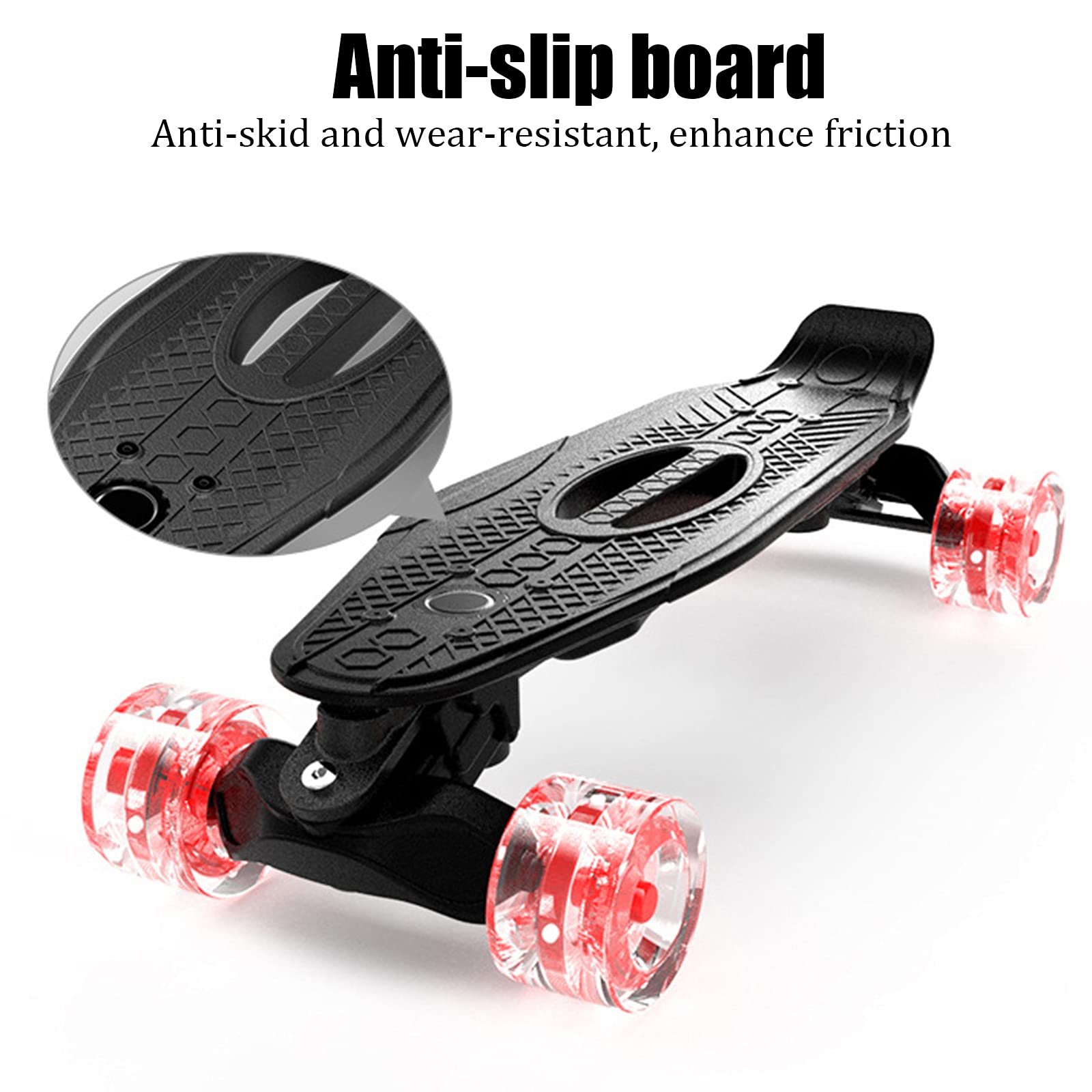 Skateboard Planche à Roulette 21" Mini Cruiser Standard Skateboards avec LED Light Up Roues, Single Kick Concave Skateboards pour Enfants Jeunes Adolescents Adultes