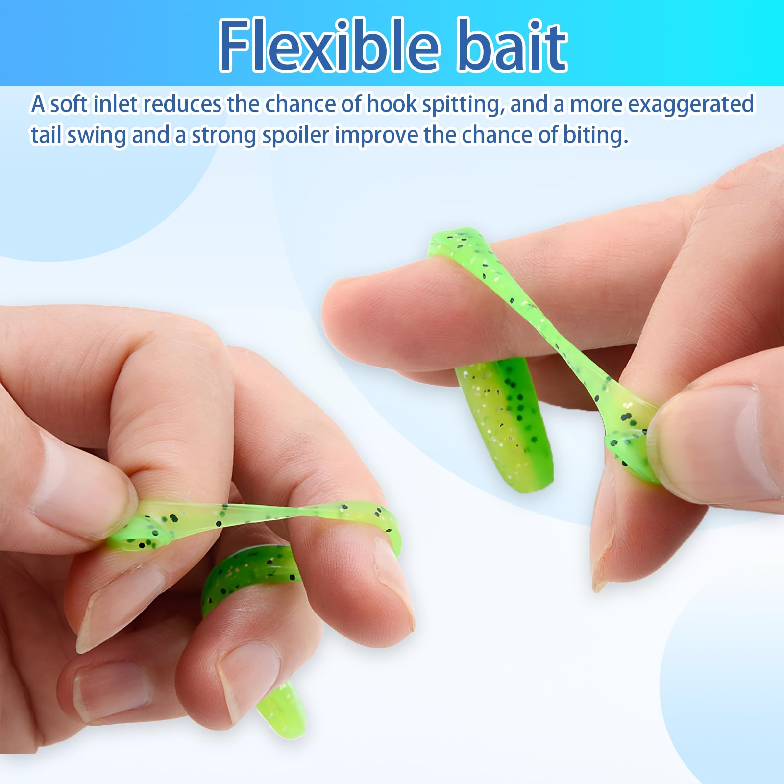 Set di 100 esche da pesca in gomma, 7 cm, set di 10 colori per pesce persico e luccioperca