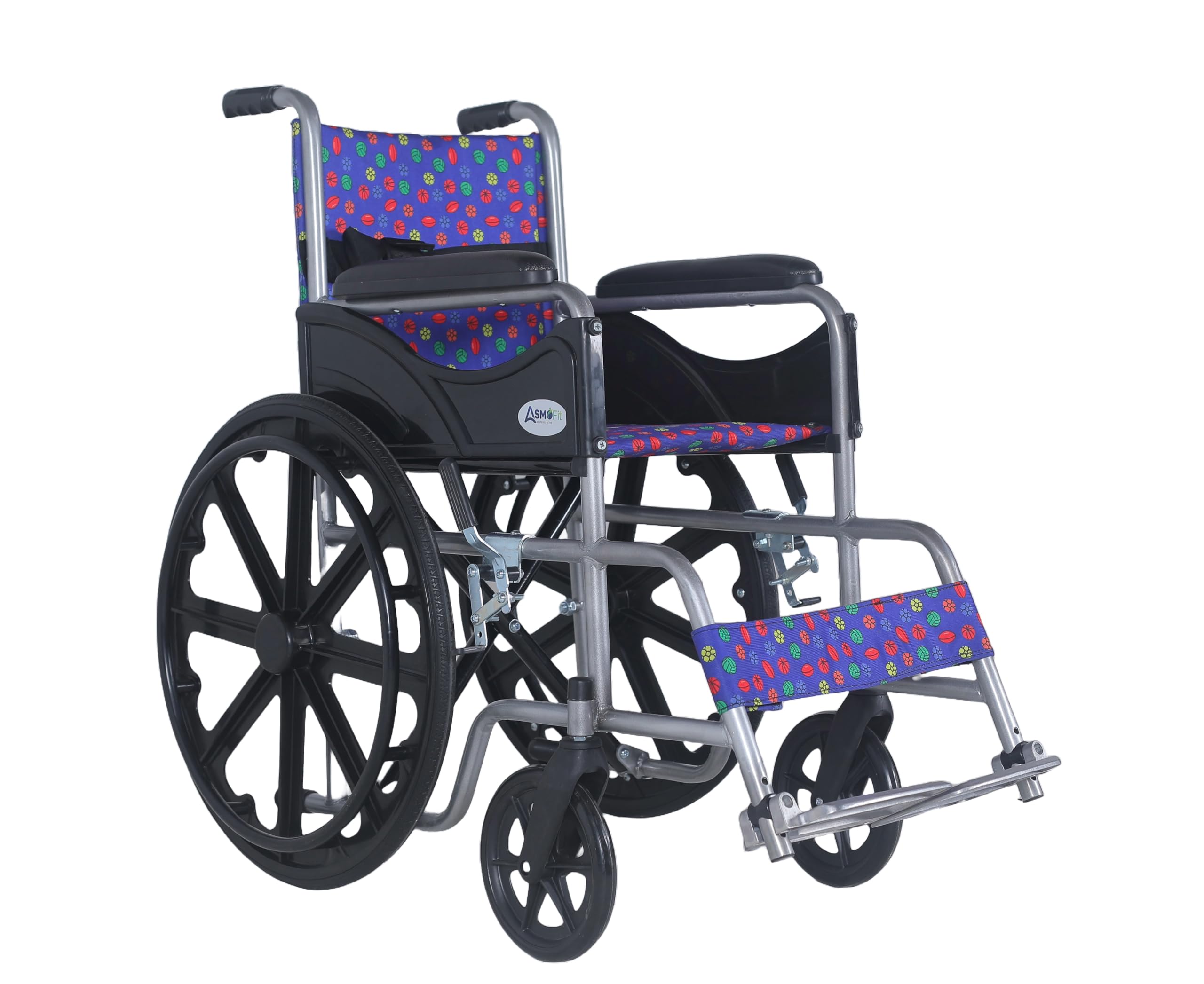 Asmofit Premium Folding Paediatric Wheelchair with Safety Belt | 23-Inch Solid Mag Wheels - Ideal for Disabled Kids, Physically Challenged Children, Boys & Girls | Weight Capacity 100 Kg (Unisex)-image-16