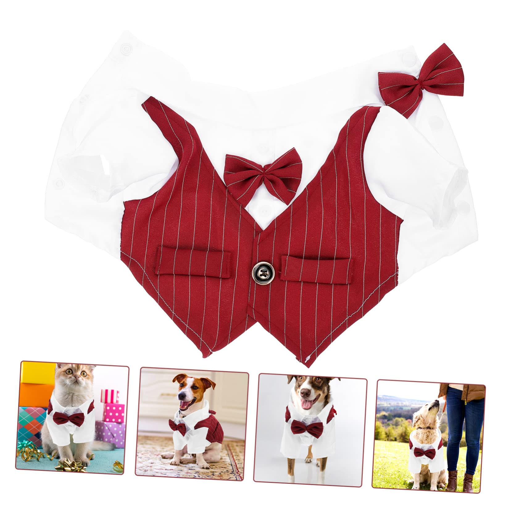 Abaodam 3stücke Hochzeitskostüm Für Hunde Elegantes Leichtes Outfit Für Hochzeiten Partys Und Fotoshootings Rotes Anzug-Shirt Für Große Hunde Für Festliche Anlässe Und Tägliches