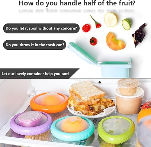 Miniatura 3 de SOOPLEU Soporte para aguacate y tomate, juego de 4 recipientes de almacenamiento reutilizables para refrigerador, ideal para manzanas, ajo,