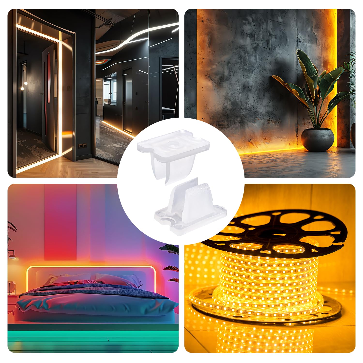 Gosknor 30pcs Led Light Clips, Led Strip Light Clips Led Strip Light Holder Mounting Clips Indoor Light Clips Neon Mounting Clips Fixing Clamps Holder with Screws for 5-6mm/0.2-0.24inch LED Lights — Amazon image 6