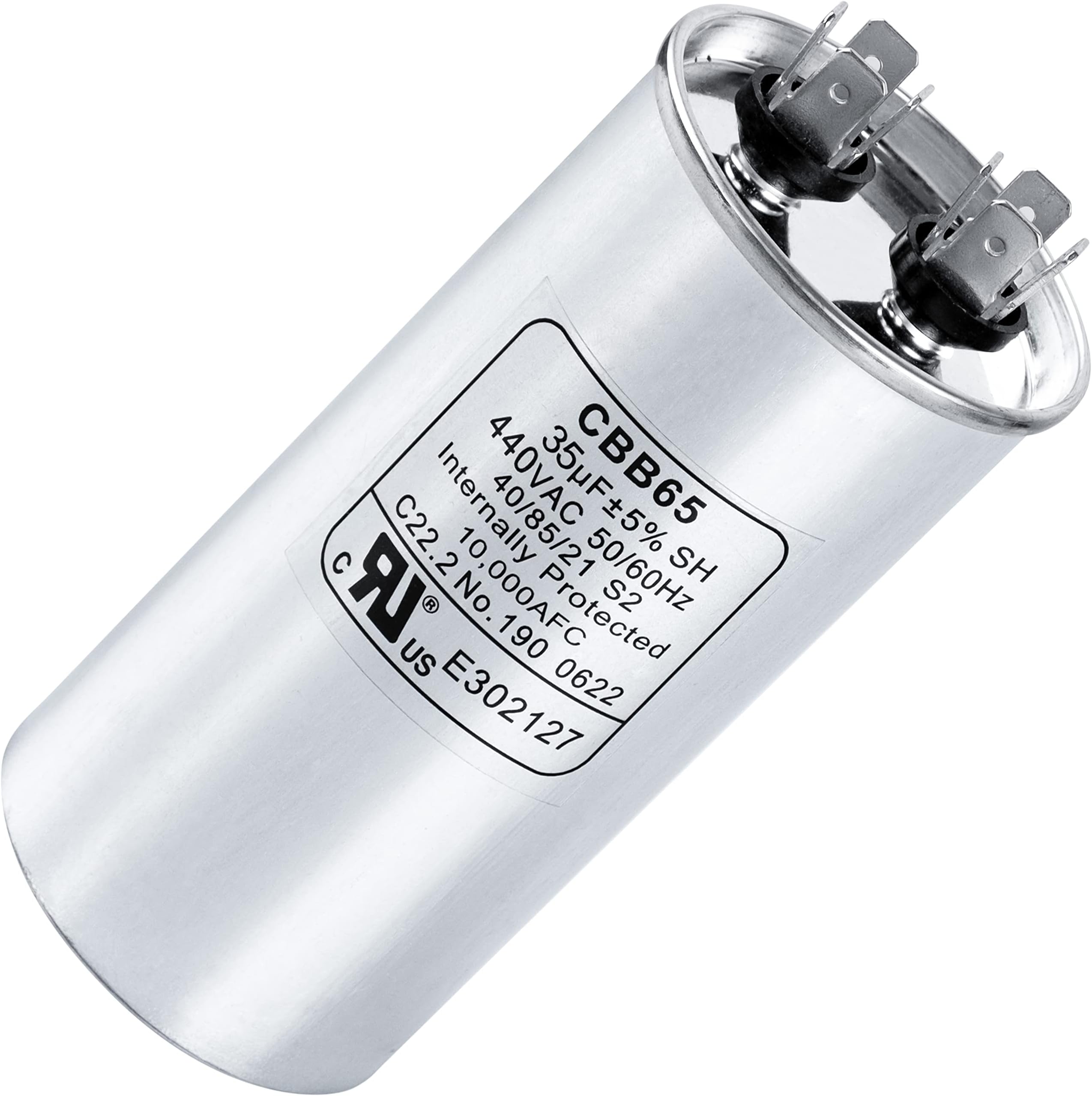 35 uF 35 MFD ± 5% 370-440 VAC CBB65 (3~80 uF Options Available) Volt Multi-Purpose Motor Run Round Capacitor - Compatible with AC Motor Run Fan Start Heat Pump Condenser Straight - UL Certified