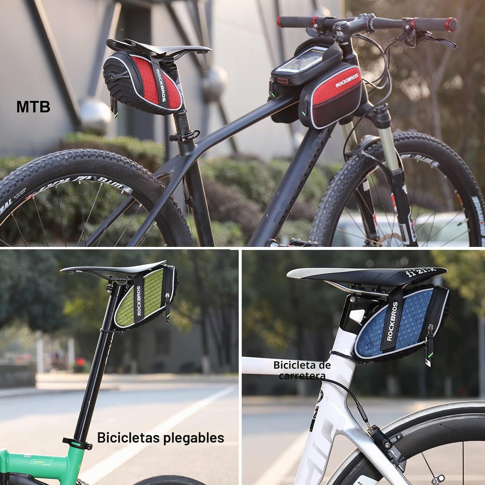 ROCKBROS Bolsa Sillín de Bicicleta Alforja bajo Asiento para MTB Bicicleta Carretera Bolsa Porta Herramientas, Negro/Rojo