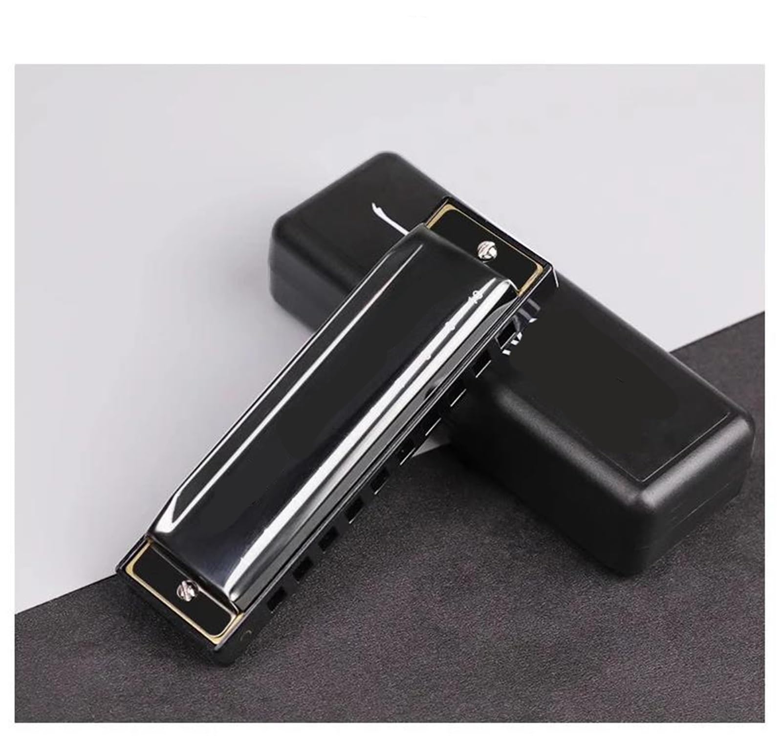 Mundharmonika Diatonische Mundharmonika In C-Dur Mit 10 Löchern Geeignet Für Musiklehrer Und Anfänger. Inklusive Etui(Black)