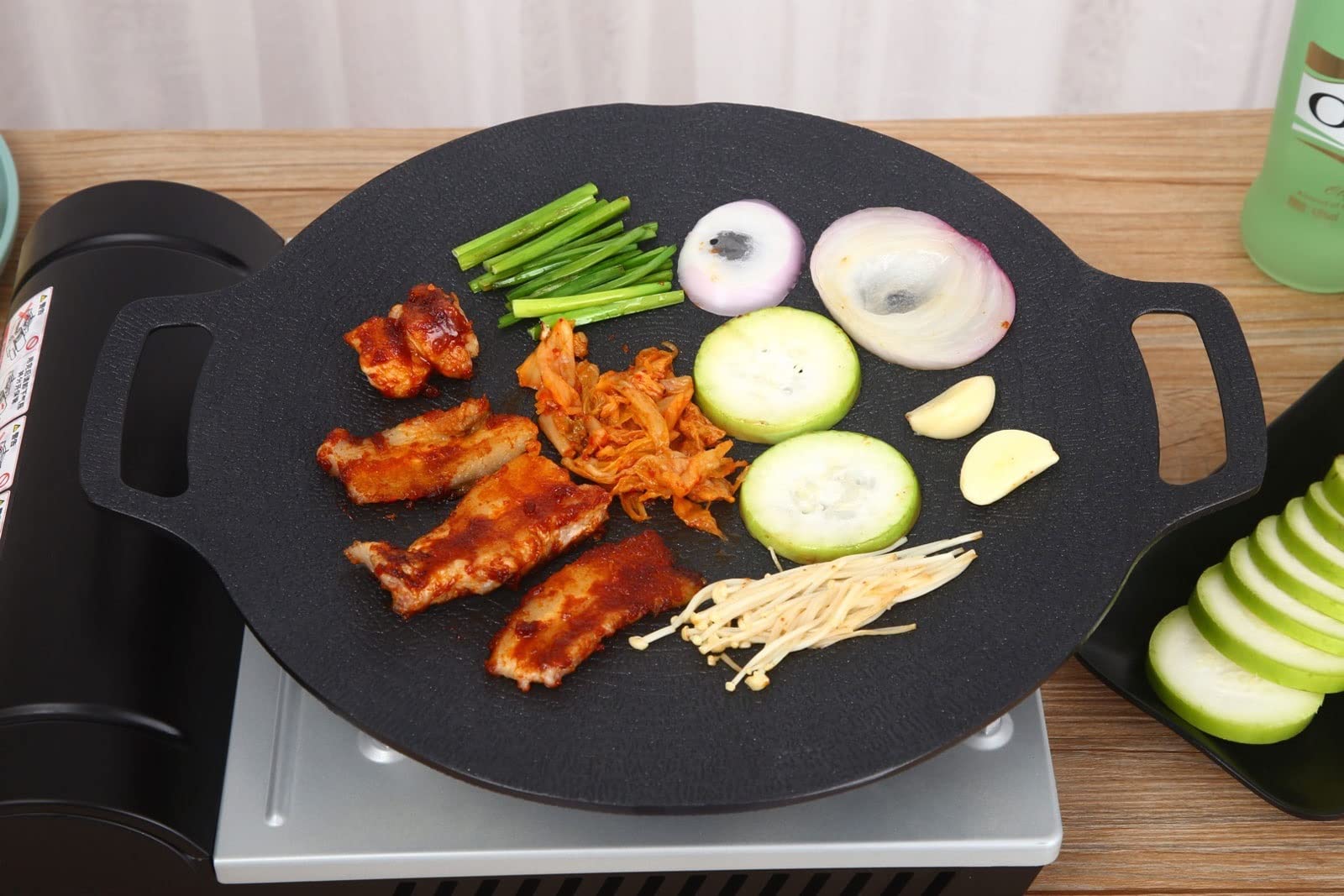 Casserole Poêle à Frire en Fonte épaisse Poêle à crêpes Poêle à pâtisserie coréenne Poêle Barbecue Cuisinière à Induction Poêle à feu Ouvert Wok