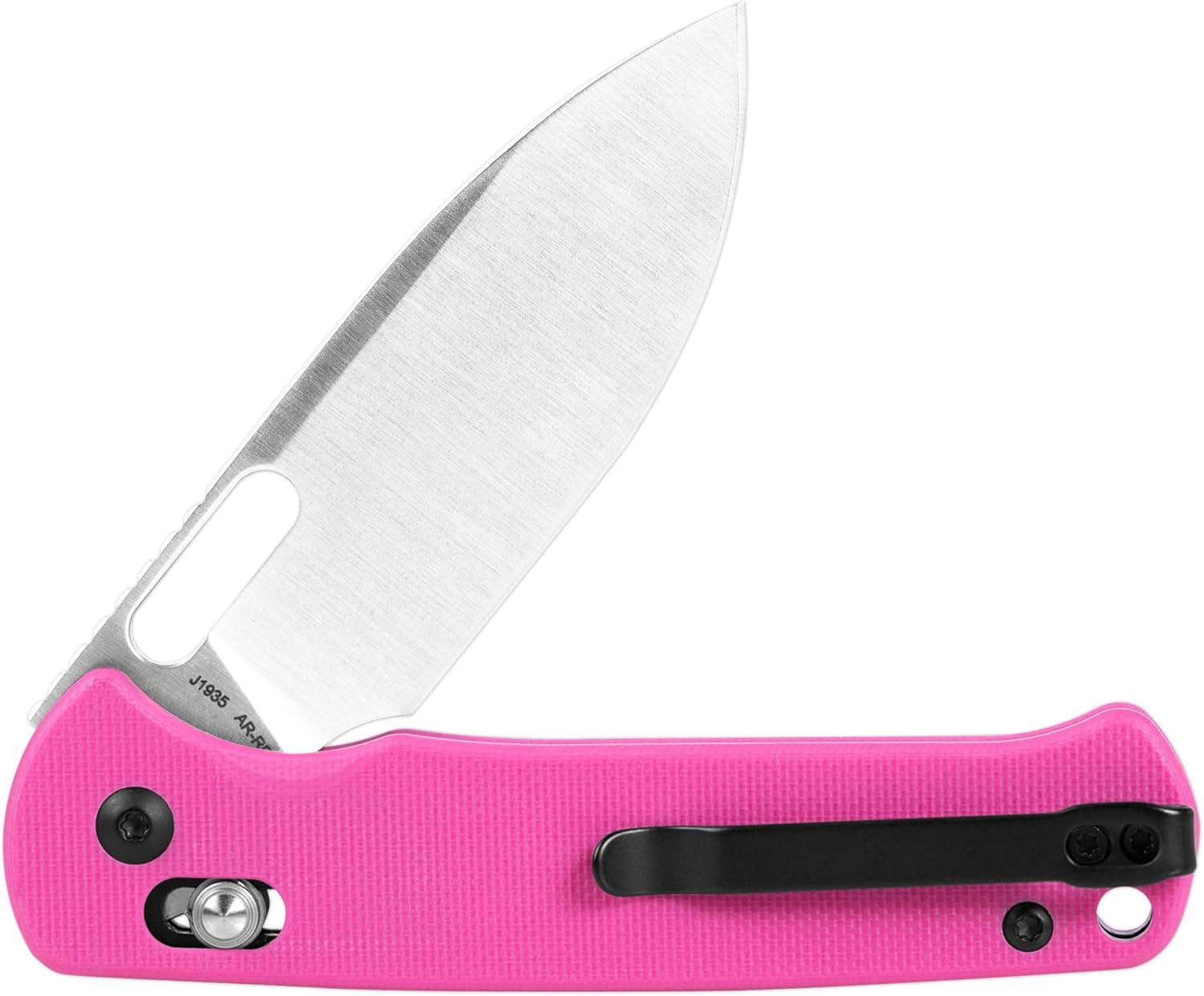 CJRB Hectare Folding Pocket Knife, 3.15" AR-RPM9 Powder Steel Blade G10 Handle Small EDC Knife With Pocket Clip for Men Women, Sharp Camping Survival Hiking Knives J1935 (Pink)