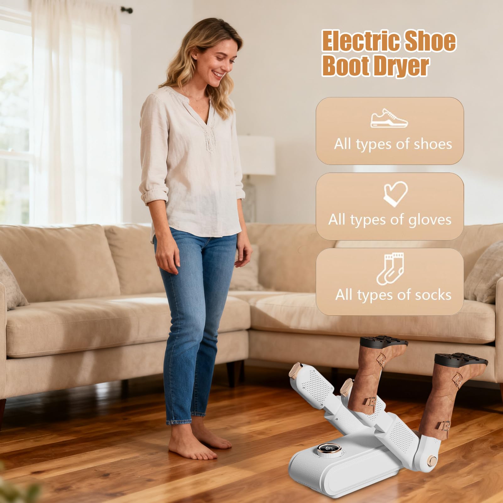 Asciugascarpe per Sneakers Griglia Riscaldante con Timer a 3 Livelli | Asciugatori per Stivali da Lavoro Pieghevoli Per Pioggia Inverno Palestra Outdoor Lavoro Campeggio Casa Spogliatoi Dormitori