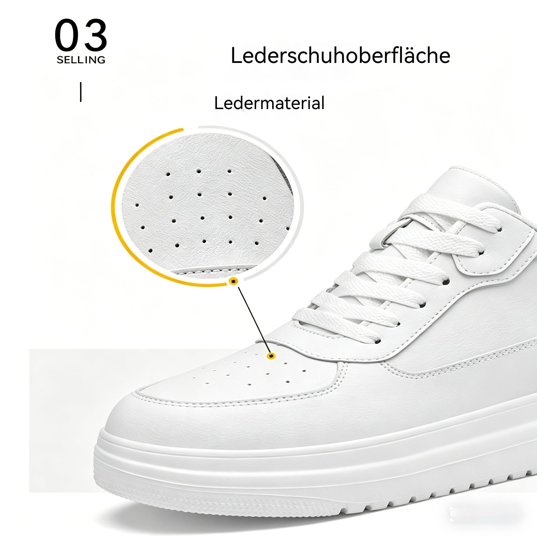 Elevate Shoes White Classy Damen 6/8/10 cm, Elevator Schuhe Damen, Atmungsaktiv rutschfest Elevate Shoes Damen Herren, Unsichtbare Erhöhung Mehr Selbstbewusstsein, für Büro, Alltag