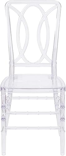 Miniatura 7 de Flash Furniture Paquete de 2 sillas apilables Flash Elegance Crystal Ice con respaldo de diseñador, silla para eventos, resistente a los rayos UV