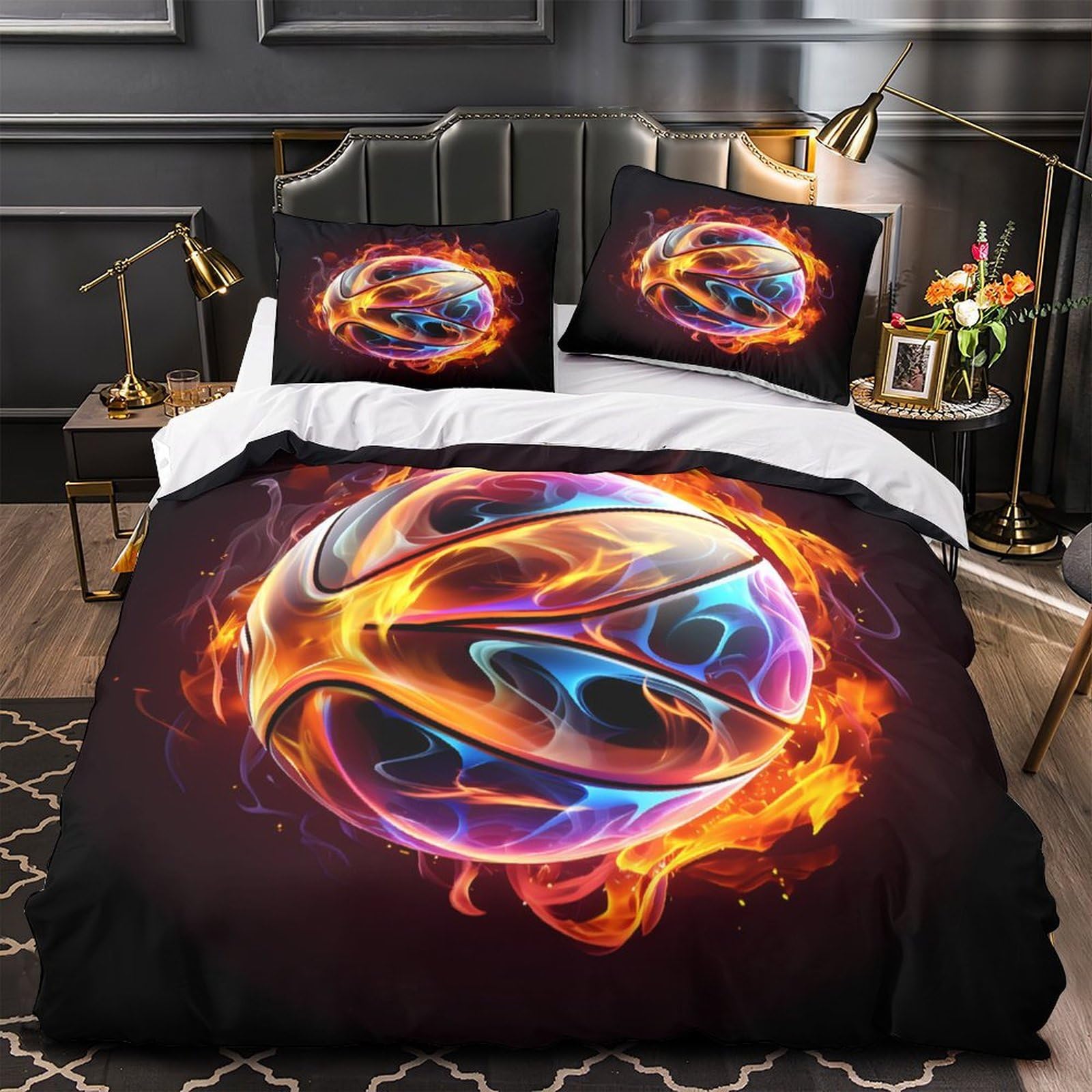 Parure de lit Boule de feu housse de couette microfibre respirante 135x200