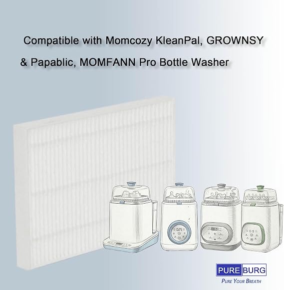 PUREBURG Replacement Filter Compatible with Momcozy KleanPal, GROWNSY & Papablic Pro Bottle Washer, H13 True HEPA, Pack of 6
