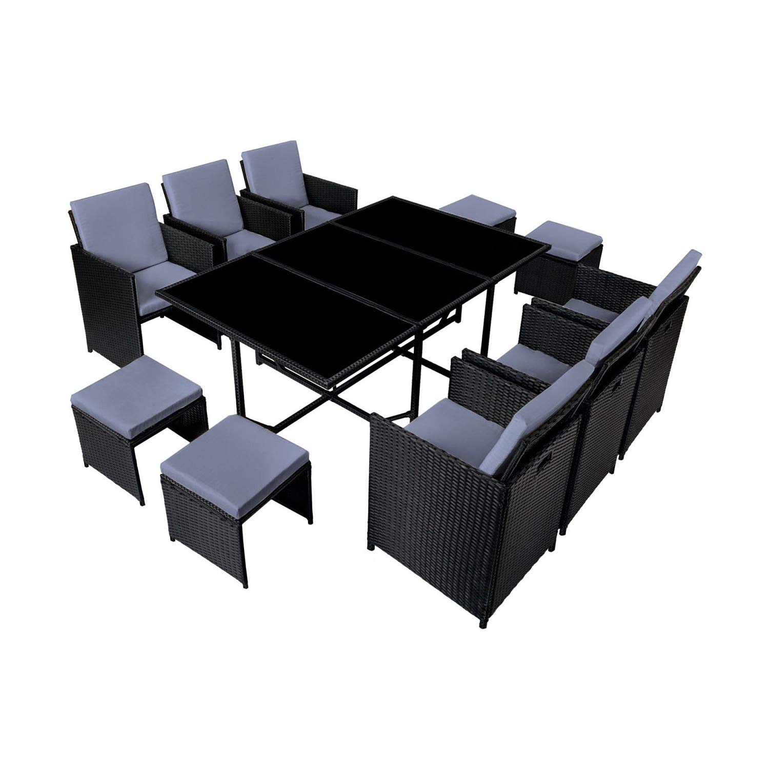 CONCEPT USINE Salon de Jardin Encastrable Florida 10 Pers Noir Gris