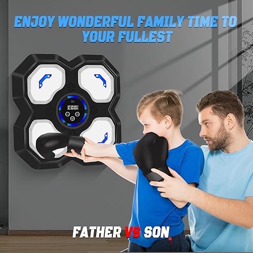 Miniatura 8 de Máquina de Boxeo Musical para Niños y Adolescentes Adultos, Equipo de Entrenamiento con Guantes, Máquina de Entrenamiento Musical de Boxeo Montada