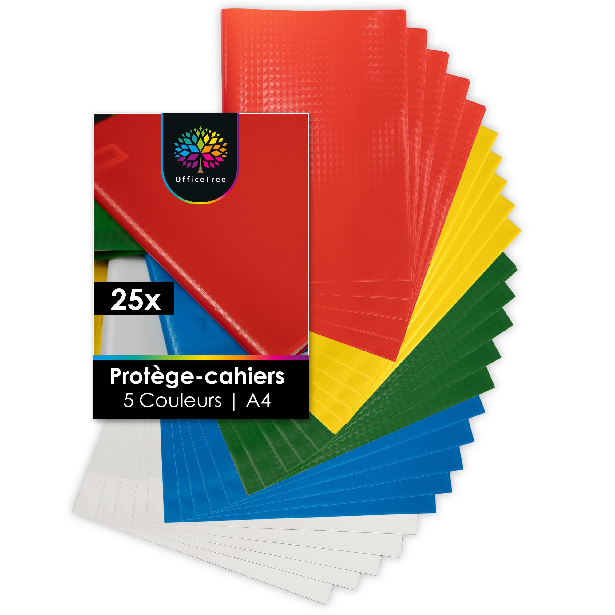 Pack de 25 Protège-Cahiers A4 Colorés OfficeTree - Protection Raphia