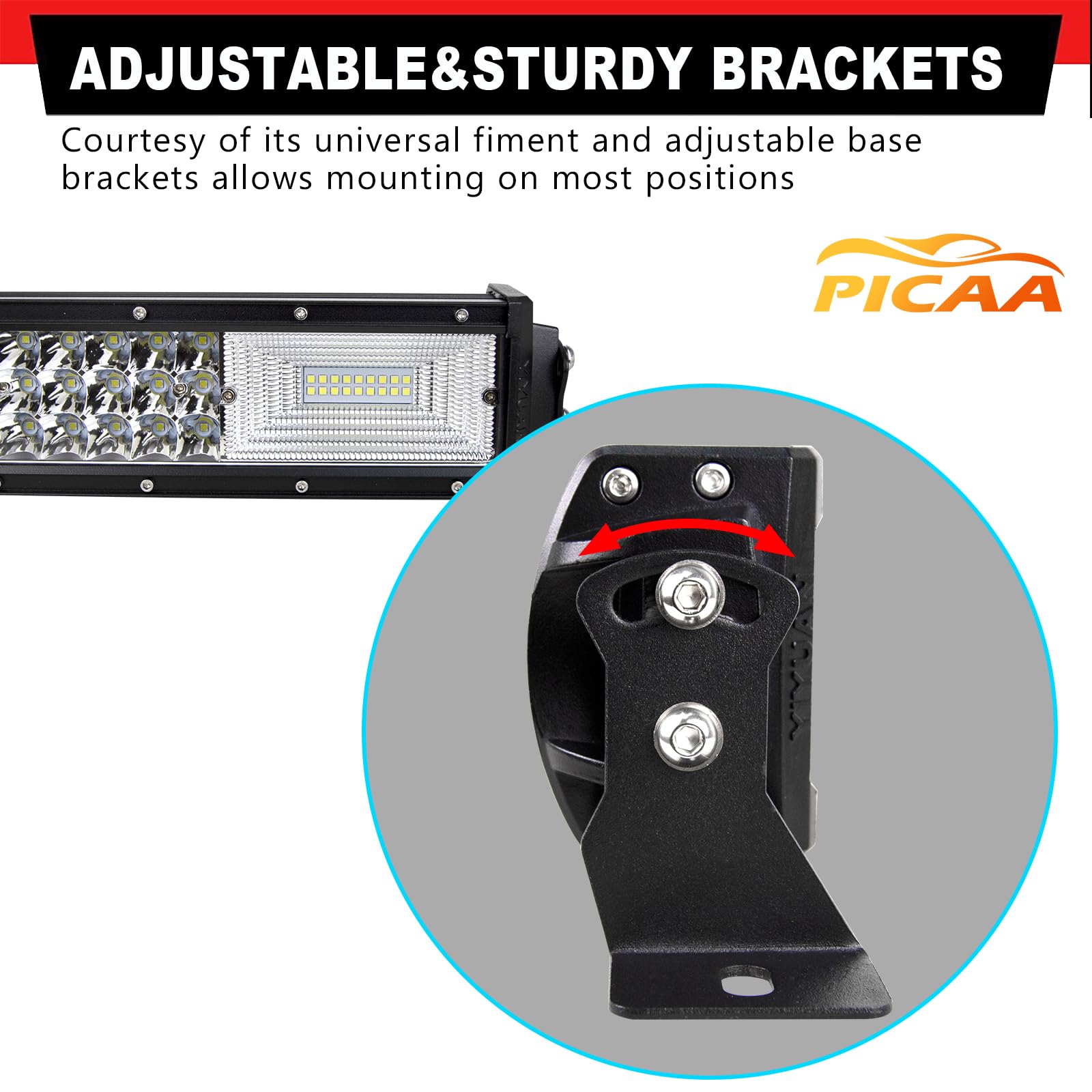 PICAA Barra LED 4x4 22 Pulgadas 270W con DT Cableado Kit, Tri-Fila Luz de Trabajo 12V 24V 6000K Blanco para Coche, Camión y Todoterreno