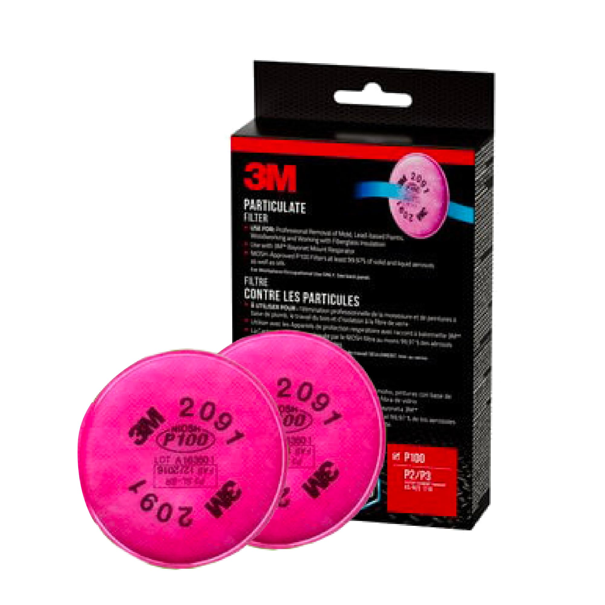 3M 2091 6000 Series NIOSH Approved 2091 P100 Respirator Filter, 2