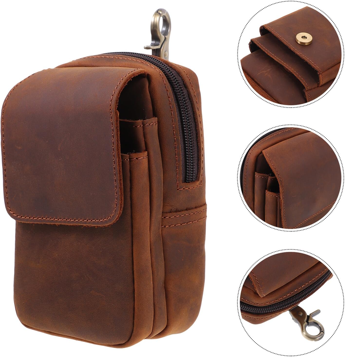 PRETYZOOM Cell Phone Waist Bag Men’S Outdoor Leather Waist Pouch Portable Phone Protective Pouch Mini Belt Bag for Hiking Worksite Use