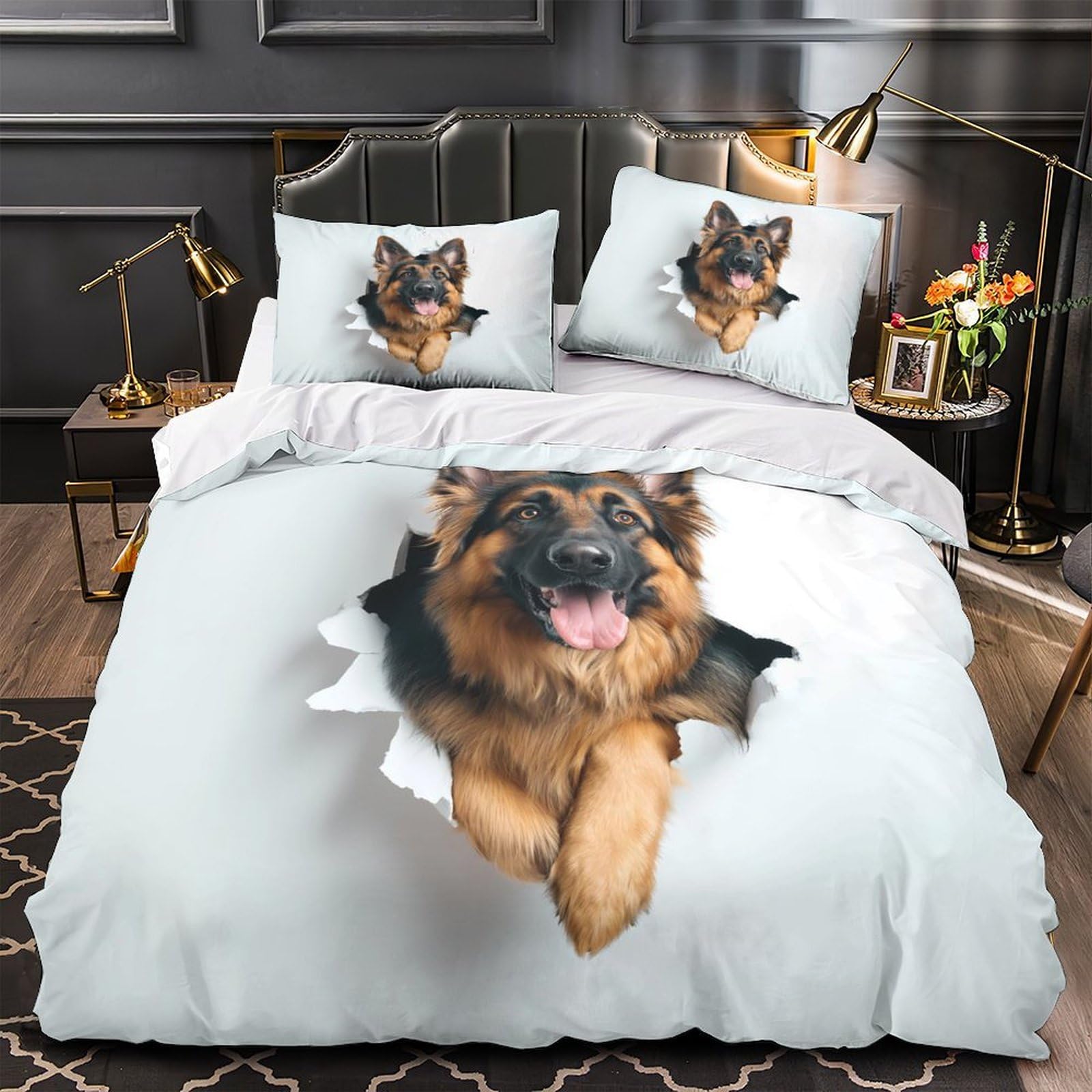 Housse de couette hypoallergénique Berger Allemand pour peau sensible