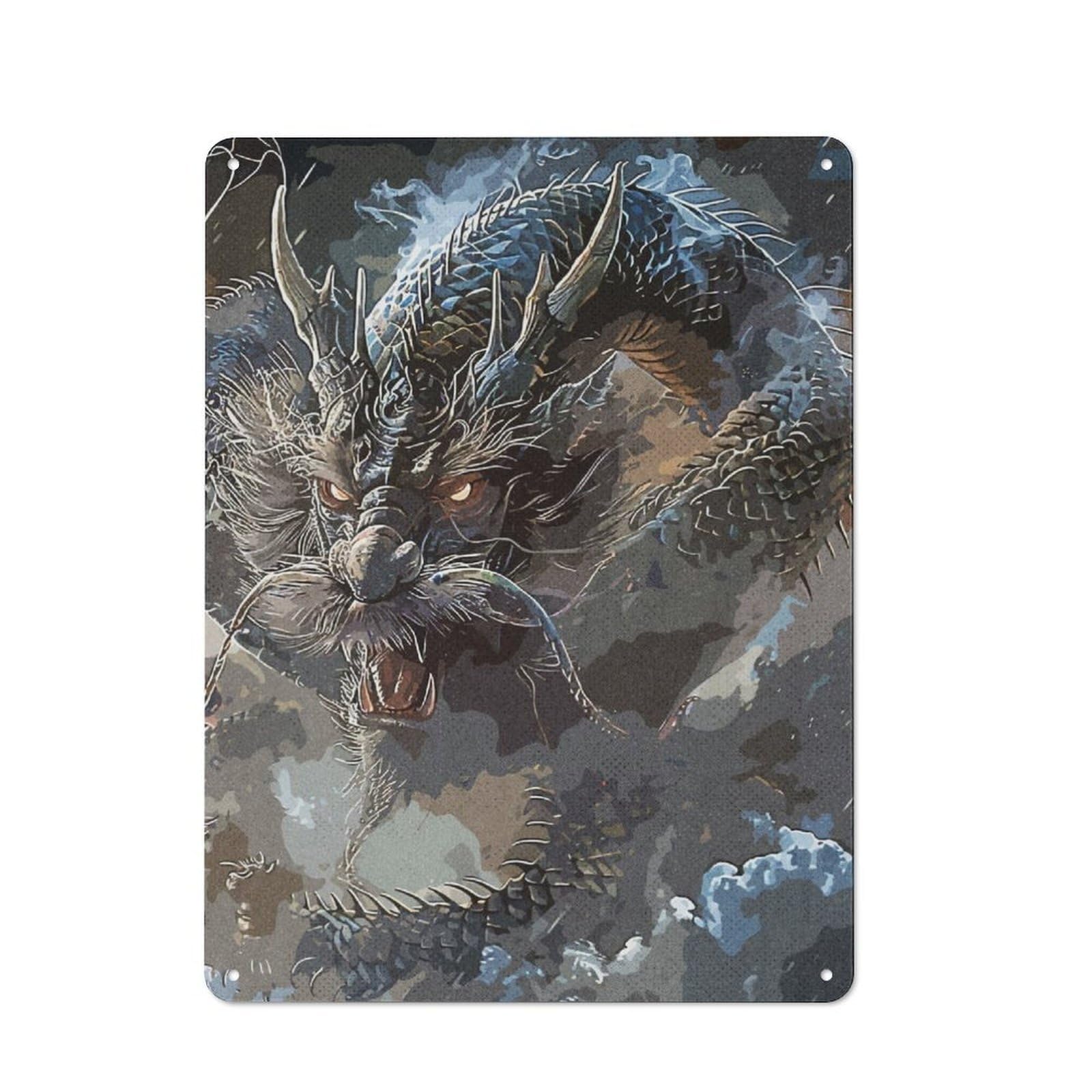 Junmoney Asian Dragon Vintage Metal Plaque 40X30cm For Man Cave Or Games Room, For An Autumn Update To Man Cave And Games Room