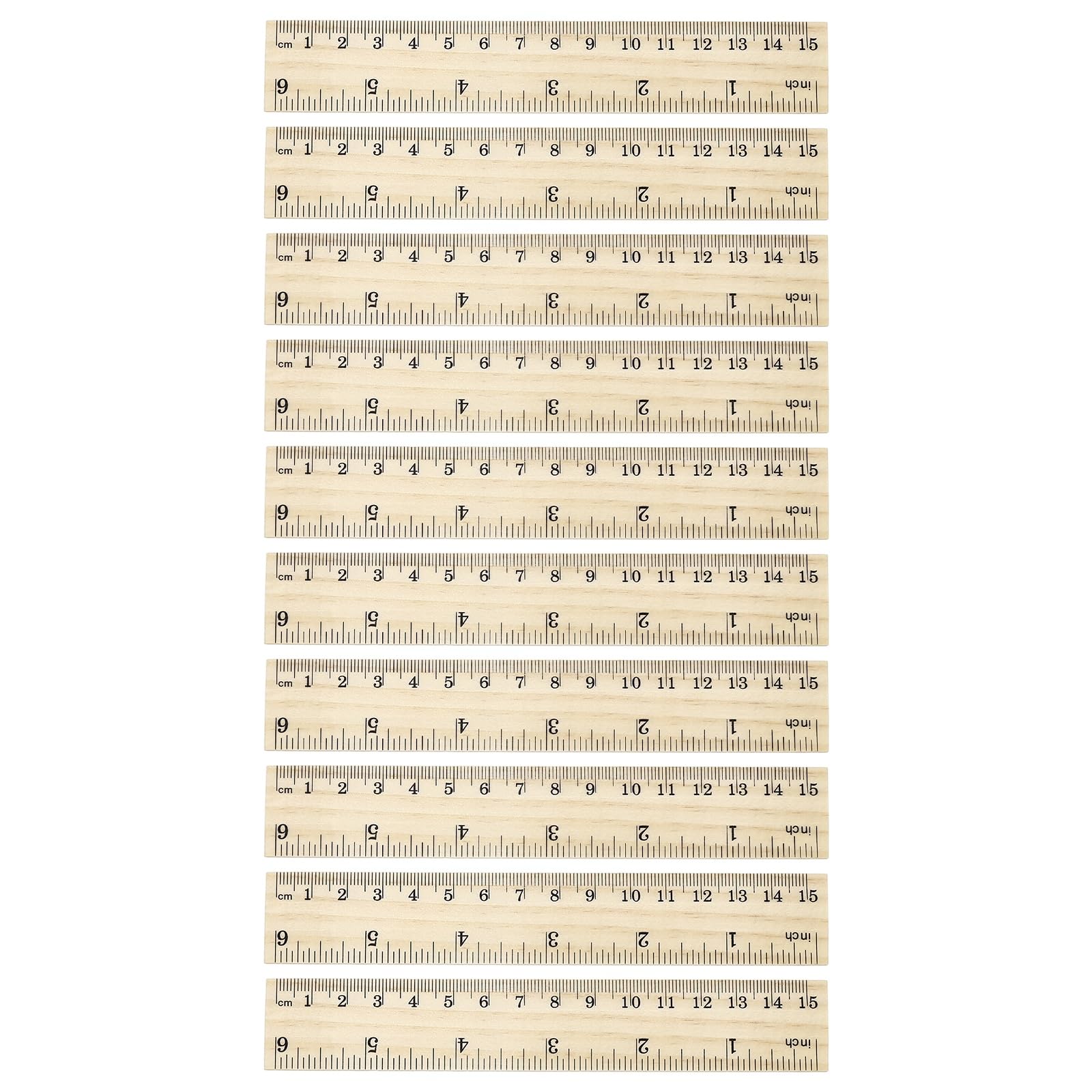 PATIKIL 6 Inch Wooden Rulers, 24Pcs Drafting Ruler Measuring Drafting Tools with Centimeters and Inches for Office Home Teacher Drawing Supplies, Wood