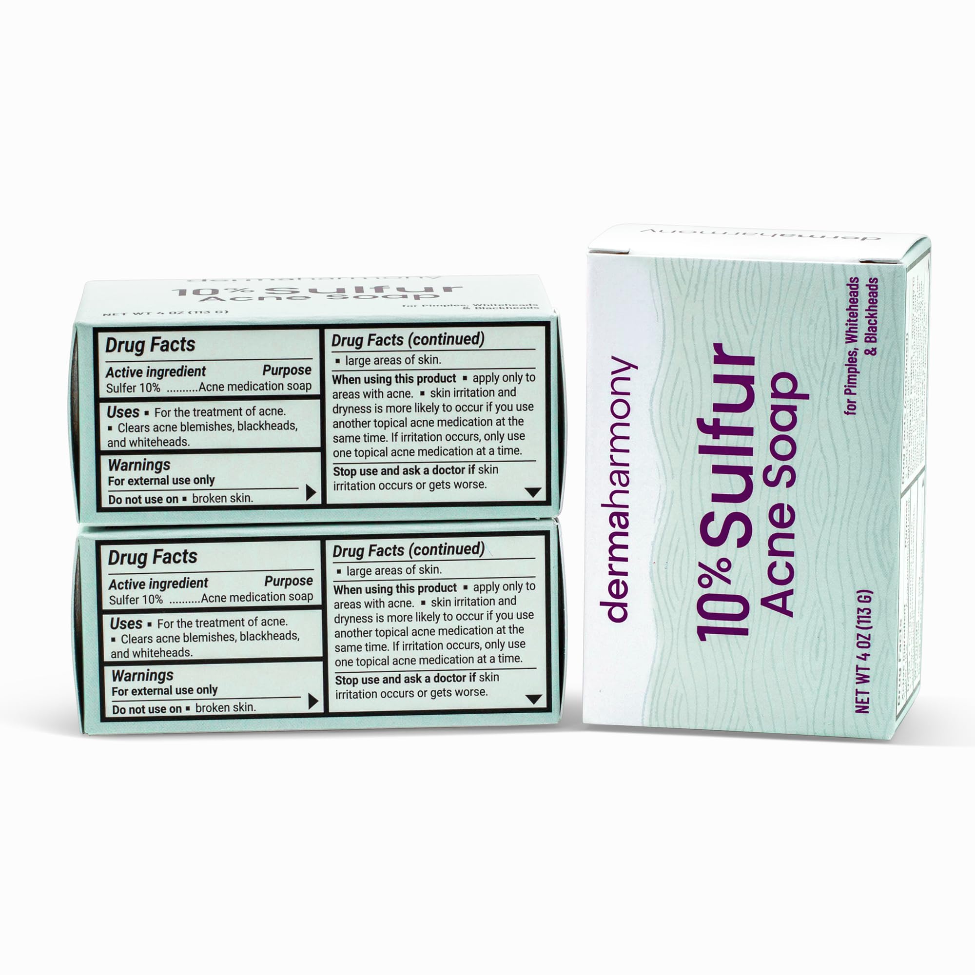 Dermaharmony 10% Sulfur Acne Bar Soap (4 oz) - 3 Bars
