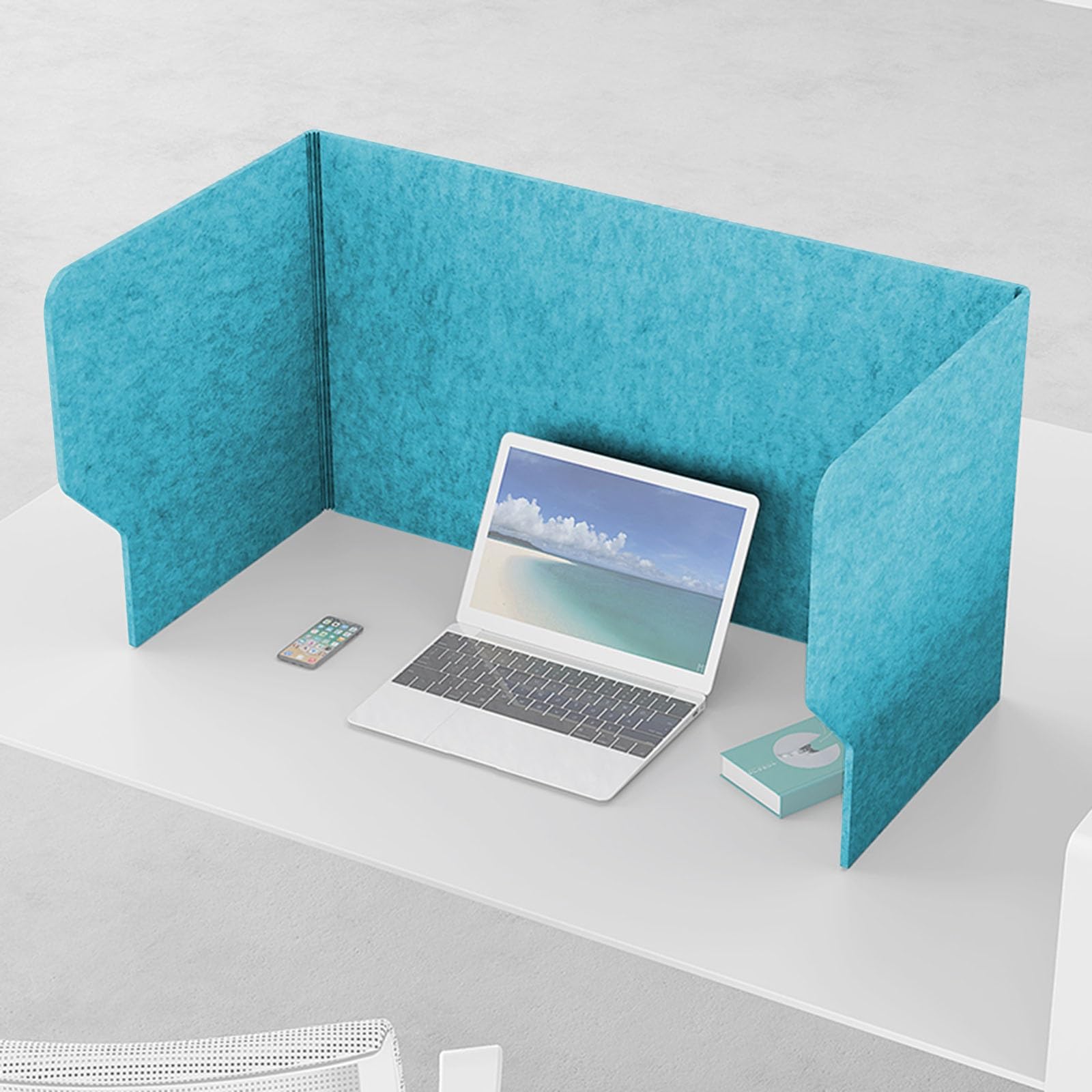 GBRJUYF Freestanding Acoustic Desk Divider, Soundproof Privacy Partition, 60x120 cm, U-Shaped, Foldable Table Separator for Office & Library, Sea Blue, Workspace Divider