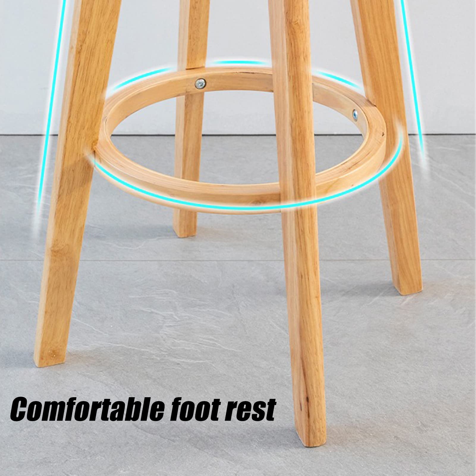 Amazon｜2個回転バースツール無垢材ハイチェア、木製フットレスト付き