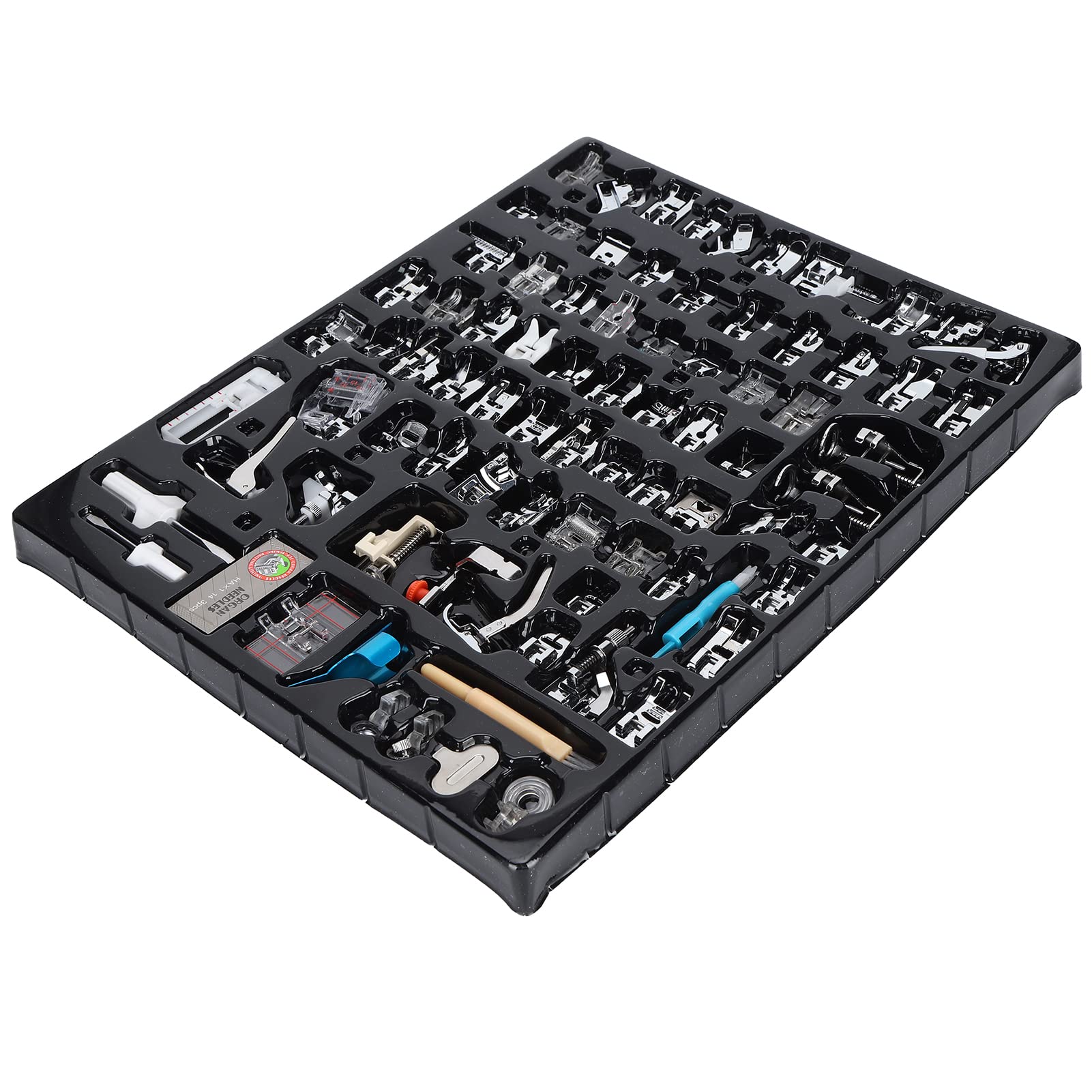 Set di 82 piedini per macchina da cucire domestica, accessori per cucito in acciaio inox, kit di piedini multifunzionali con piedino per cerniera, piedino per overlock e piedino