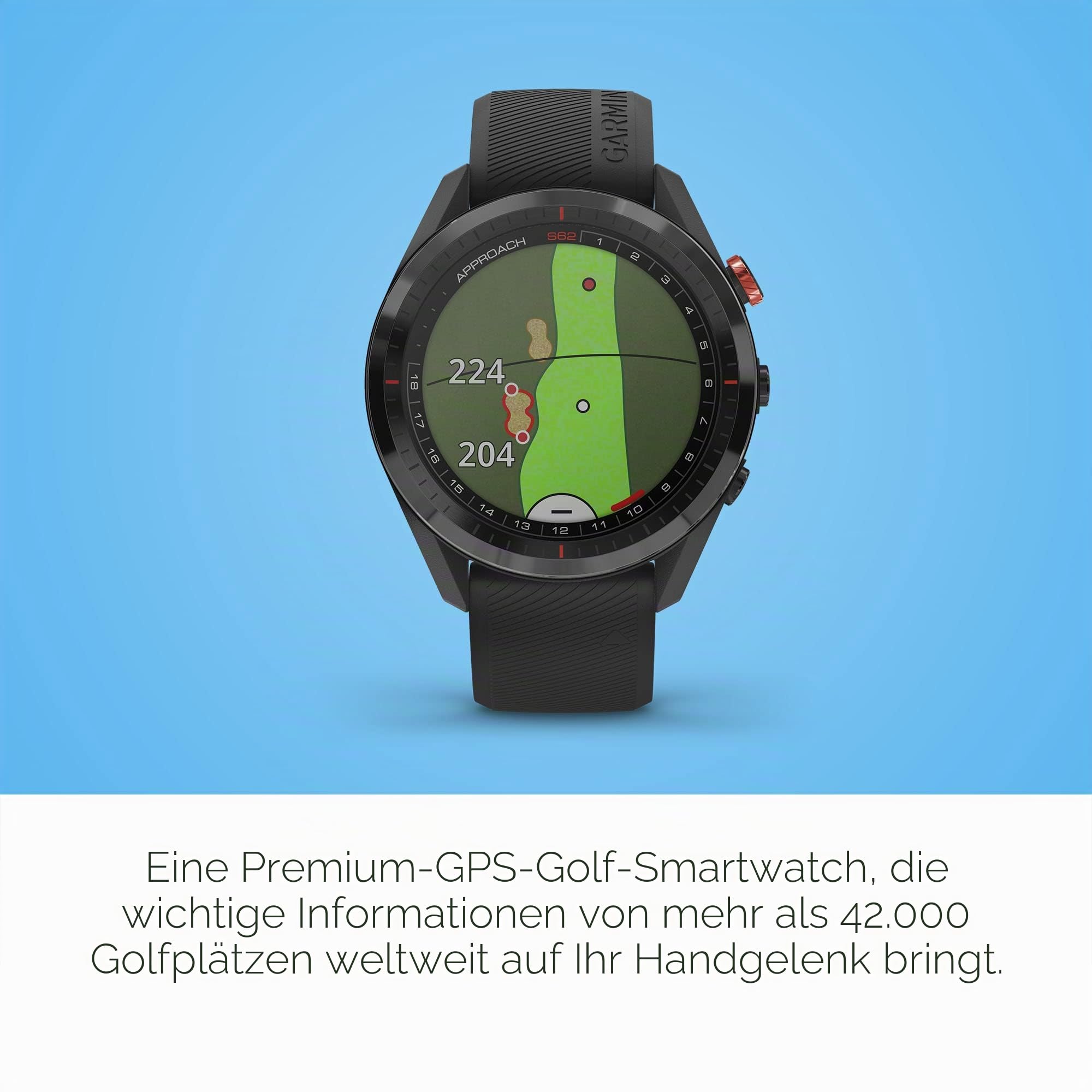 Garmin Approach S62 Bundle, Premium-Golf-GPS-Uhr mit 3 CT10 Club-Tracking-Sensoren, integriertem virtuellen Caddie, Kartierung und Vollfarbbildschirm, Schwarz