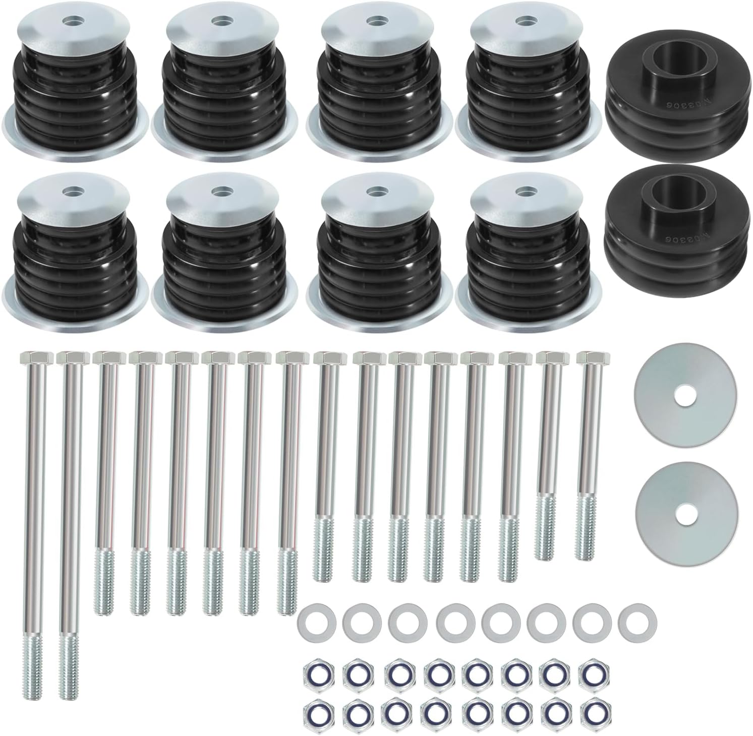 KF04058BK Body Mount Bushing Kit For Ford 1999-2007 F250 F350 Super Duty 2WD 4WD Crew Cab Mounts, Cab Bushing Kit, Polyurethane Body Cab Mounts & Steel Sleeves & Hardware (Black)