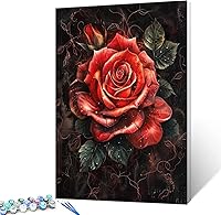 Vista 10 de Tucocoo Bumbers - Pintura de amapola roja para adultos, pintura abstracta de amapola por números, pintura acrílica, lienzo, graffiti, flores rojas