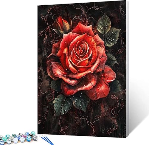 Miniatura 10 de Tucocoo Bumbers - Pintura de amapola roja para adultos, pintura abstracta de amapola por números, pintura acrílica, lienzo, graffiti, flores rojas