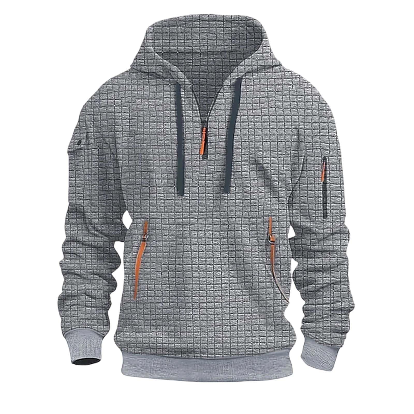 Generisch Herren Hooded Jacket I Premium Kapuzenpullover Herren mit Kontrast-Innenfutter I Basic Hoodie mit Reißverschluss I Zip Hoodie MilitäR Pullover Herren Trachten Strickjacke Mit Kapuze Herren