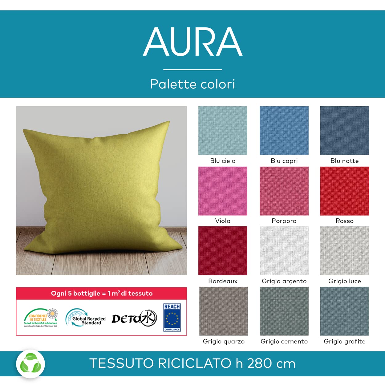 Deshome Aura - Tessuto al Metro Riciclato h 280 cm stoffa per divani, complementi d'arredo, tappezzeria (Beige, 10 metri)