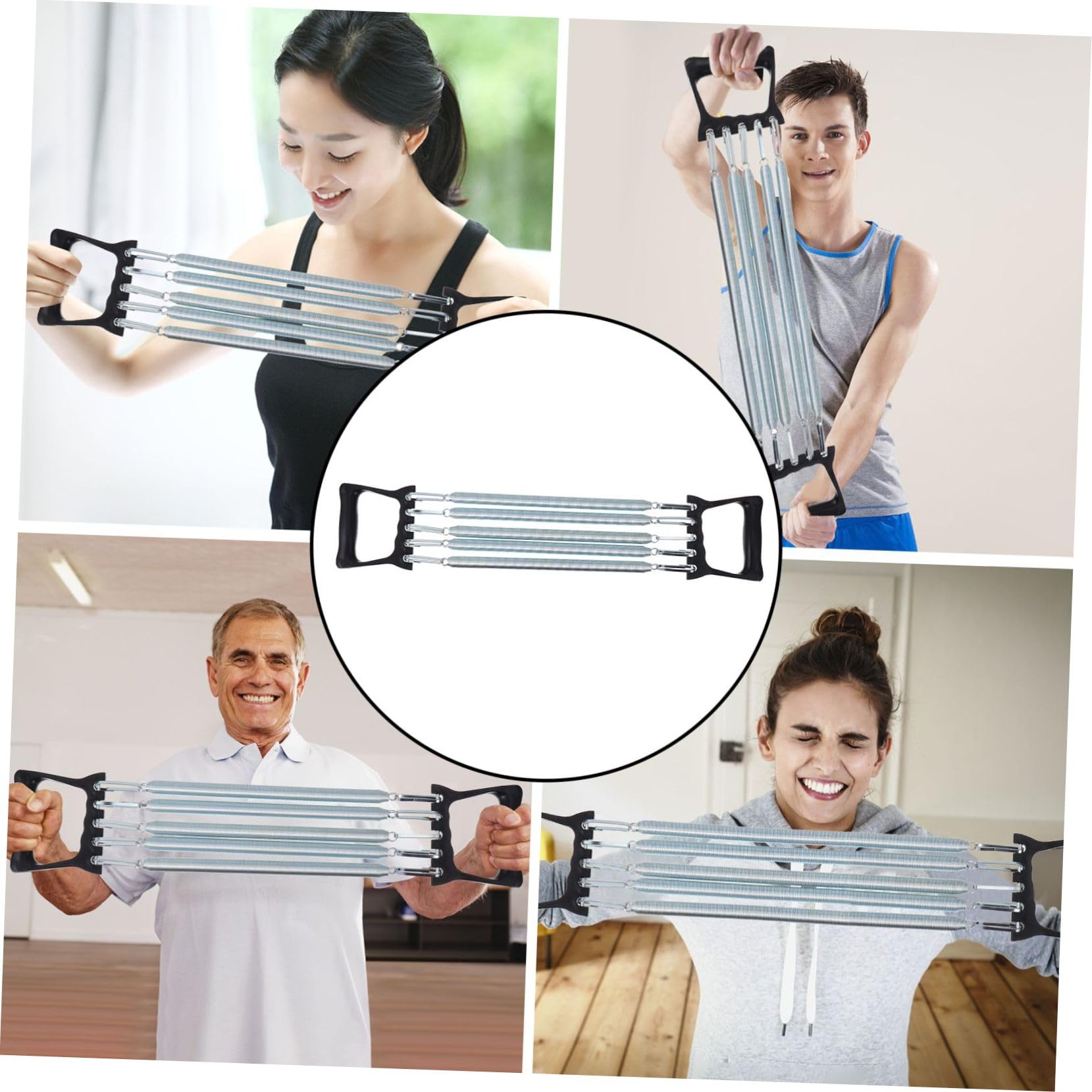 Espansore Pettorali a Molla in Acciaio Nero per Allenamento | Impugnatura Antiscivolo Confortevole, Uso in Palestra e Dormitorio, Attrezzo per Petto Braccia Spalle