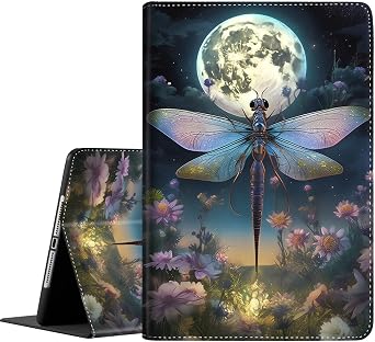 Case for iPad 9th/8th/7th Generation, iPad 10.2 Case 2021/2020/2019, Slim Folding Stand Cover with Auto Wake/Sleep for iPad 10.2 inch, Dragonfly Colorful