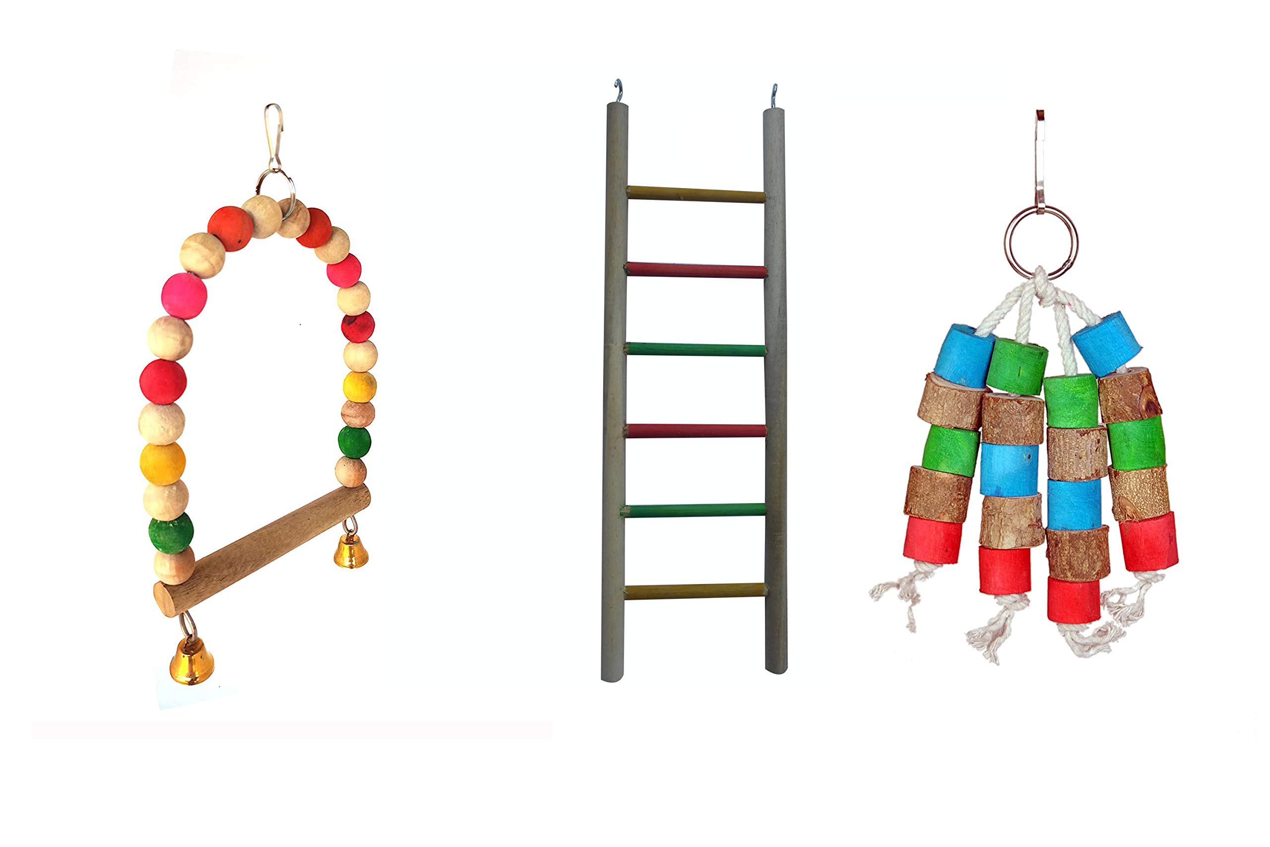 3 Packs Bird Parrot Swing Chewing Toys- Natural Wood Hanging Bell Bird Cage Toys Suitable for Small Parakeets, Cockatiels, Conures, Finches,Budgie, Parrots, Love (B08X4XBK9Z) Amazon Price History, Amazon Price Tracker