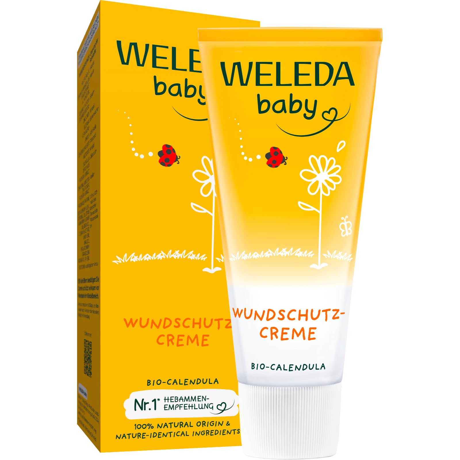WELEDA Bio Baby Calendula Wundschutzcreme 75ml - Naturkosmetik Wundsalbe / Babycreme für den Schutz empfindlicher Baby Haut im Windelbereich. Hilft bei Rötungen, gereizter Haut und Wundsein
