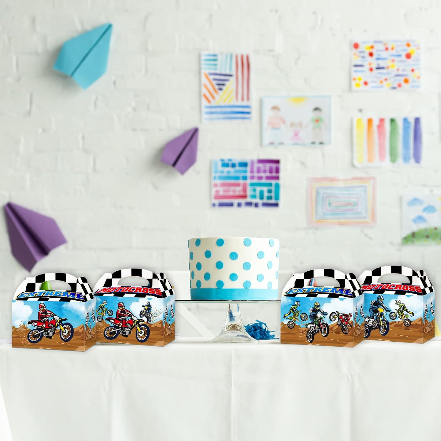 12 Pcs Dirt Bike Party Favor Paper Box Motocross Birthday Party Supplies