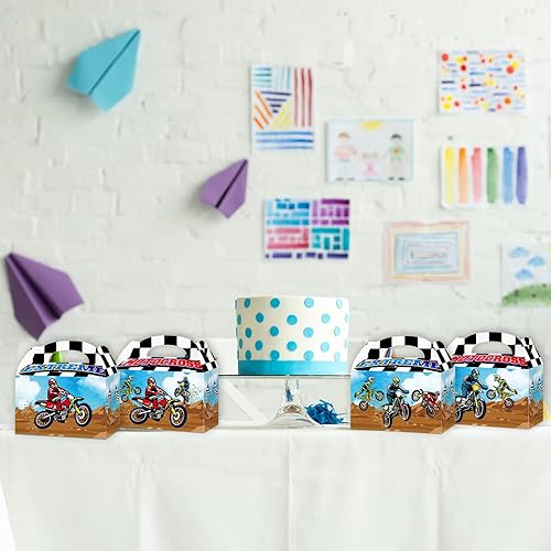 Miniatura 5 de gisgfim Caja de regalo de 12 piezas de motocross para fiesta de motocross, caja de regalos para decoración de cumpleaños y baby shower